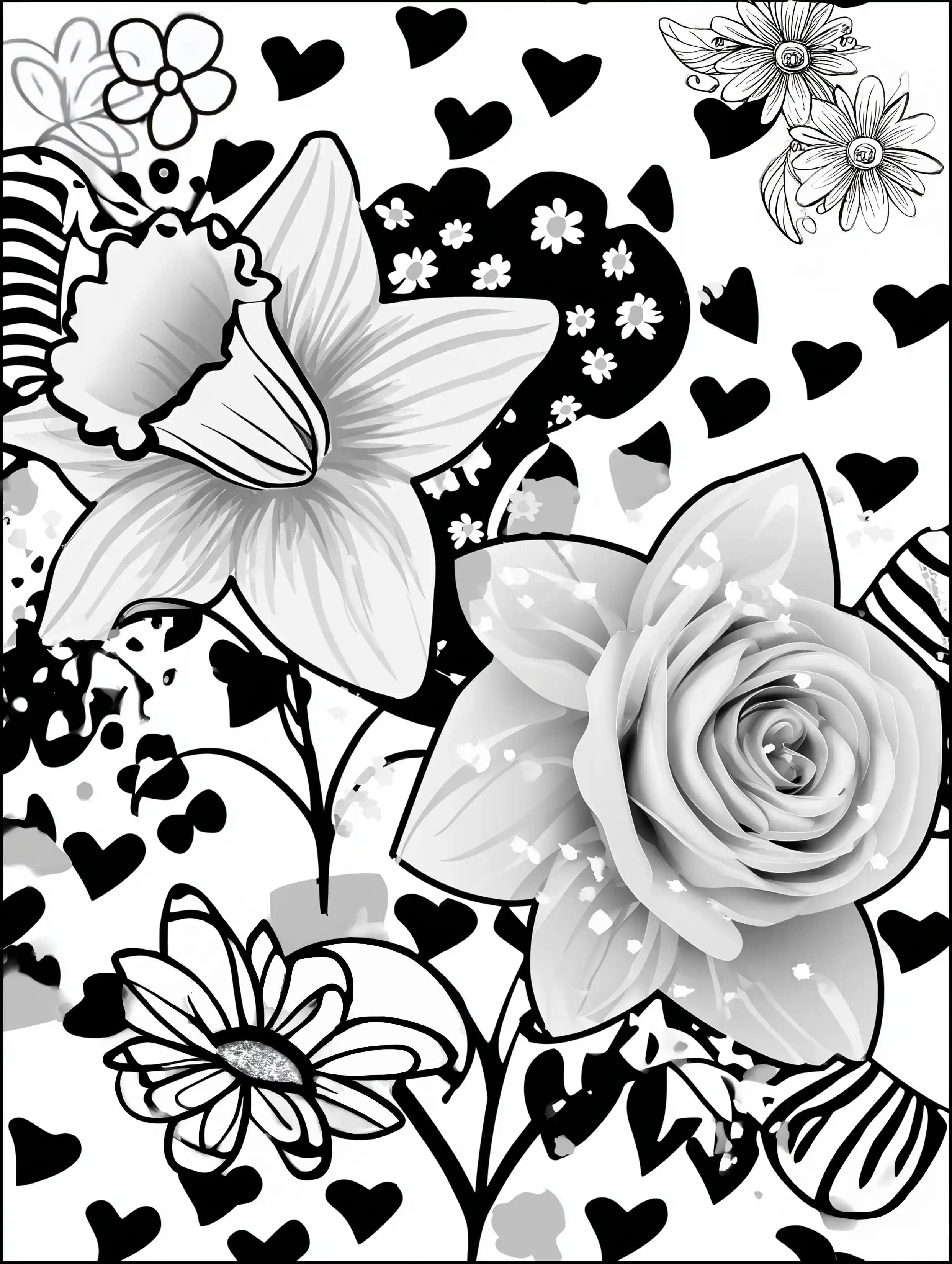 Free printable coloring pages floral featuring two different flowers